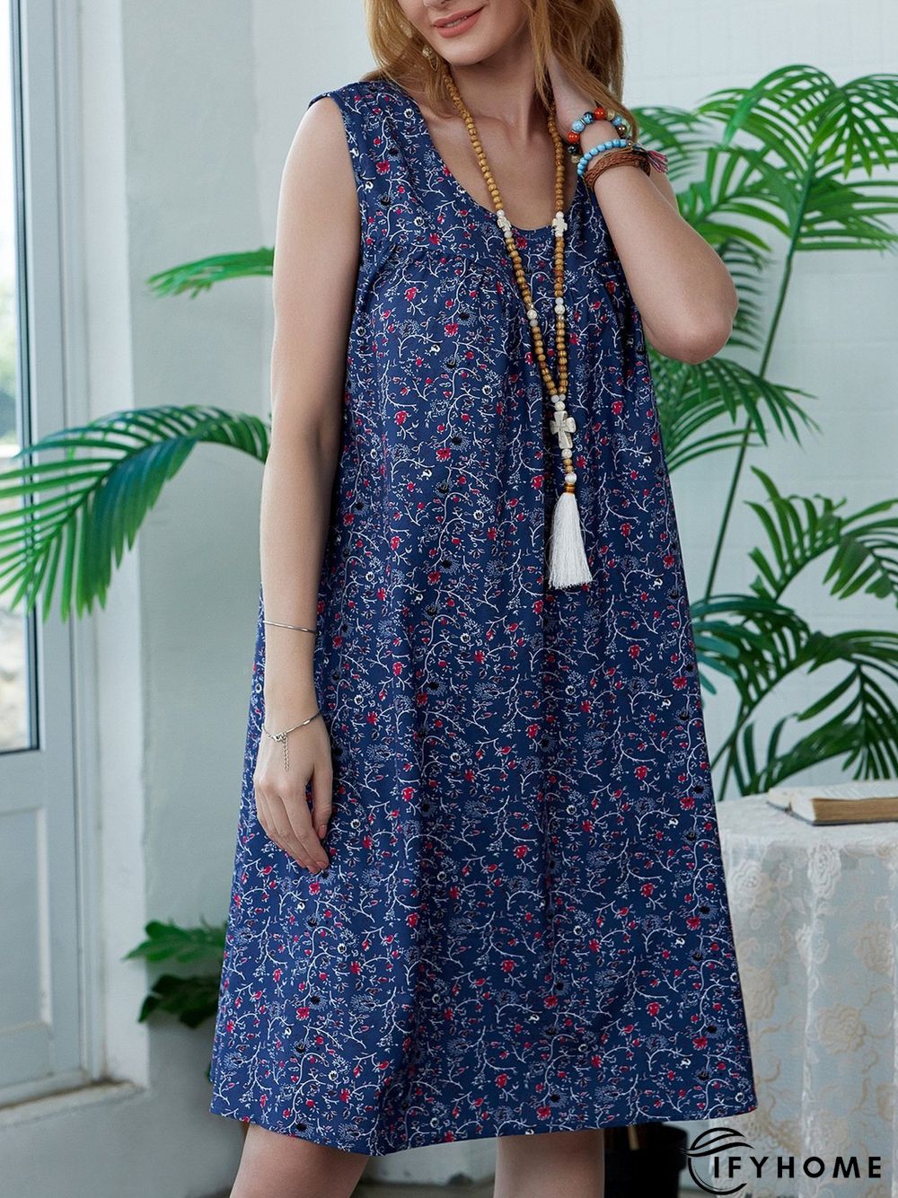 Floral Print Beach Women Summer Midi Dresses | IFYHOME