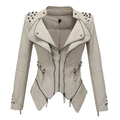 Leather Jacket Women Femme Veste Chaqueta Mujer Motorcycle