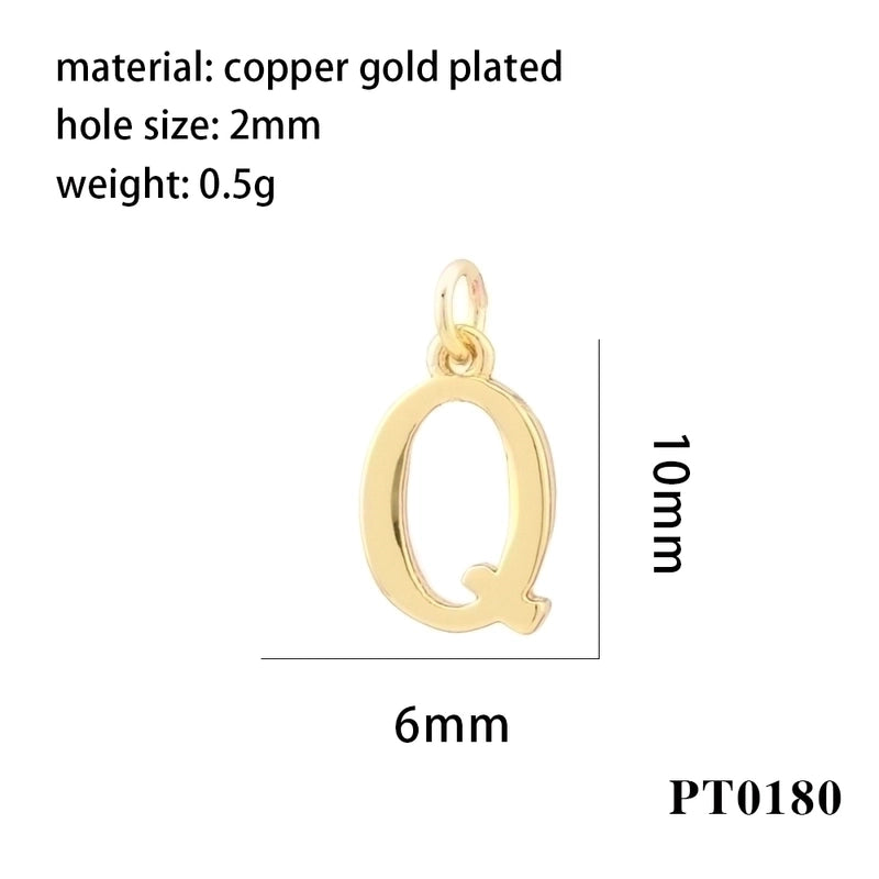 Minimalist Letter Copper Plating 18k Gold Plated Charms