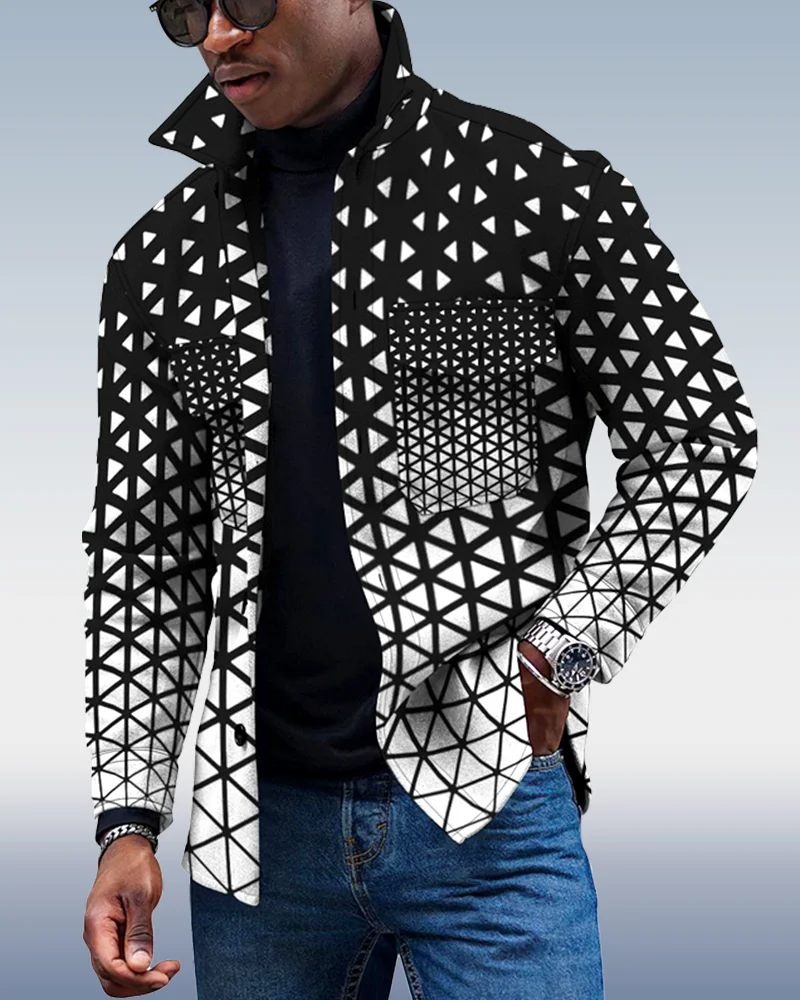 Men's Casual Geometric Pattern Jacket 011