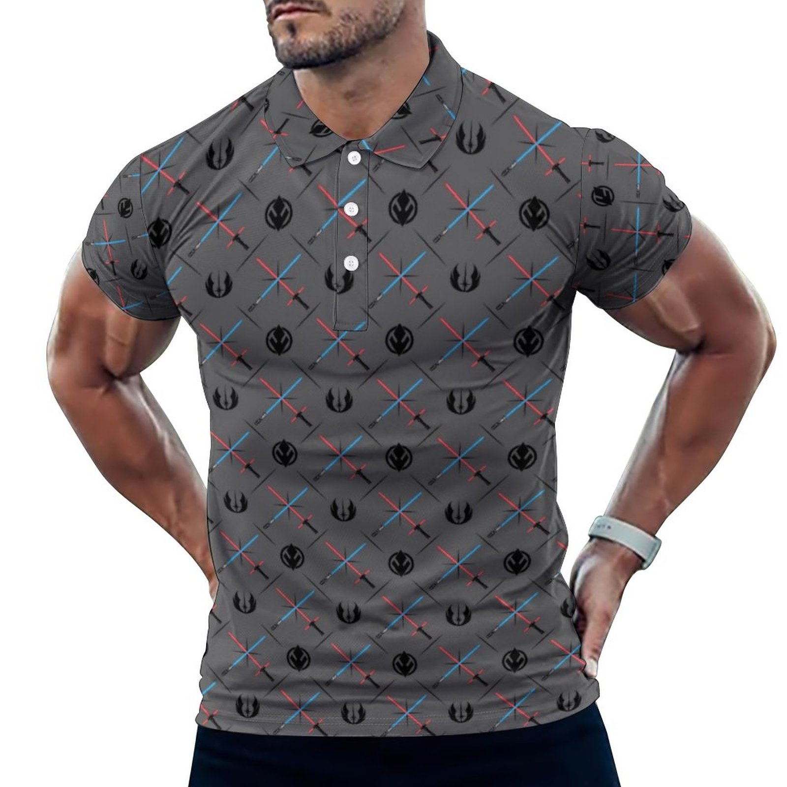 Jedi Vs Sith Lightsaber Logo Men's Short Sleeve Casual Polo Shirts