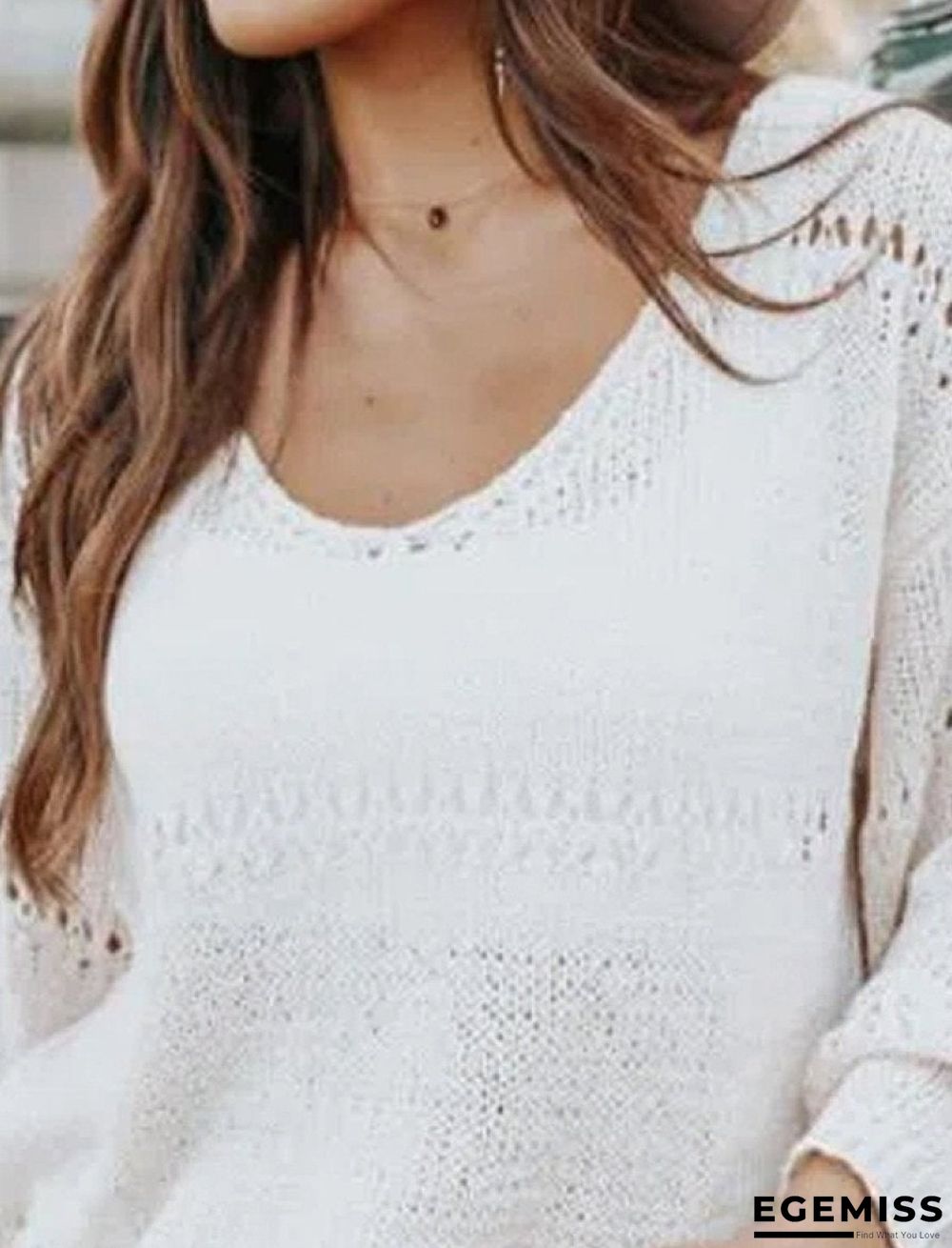 Casual Solid Color V Neck Long Sleeves Sweater | EGEMISS