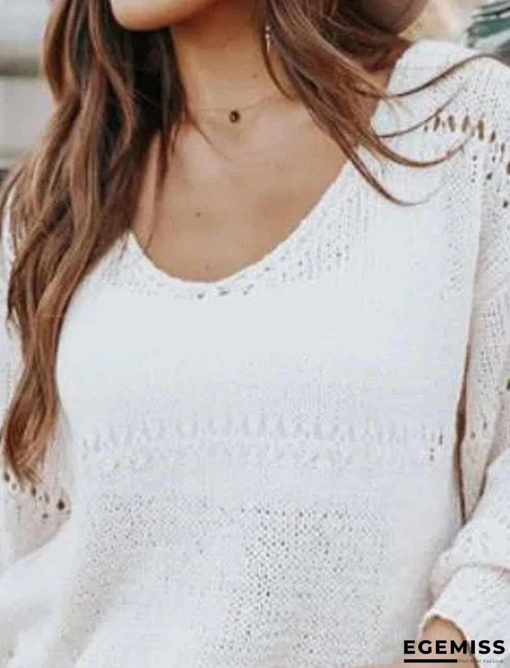 Casual Solid Color V Neck Long Sleeves Sweater | EGEMISS