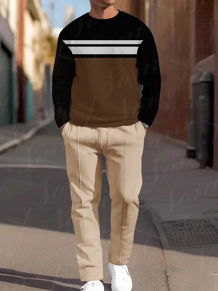 Men Casual Printed Hoodied and Pants Suit