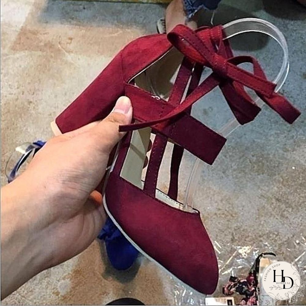 Women Sexy Heels 5 Colors Suede Straps Thick High Heeled Shoes Summer Party Sandals
