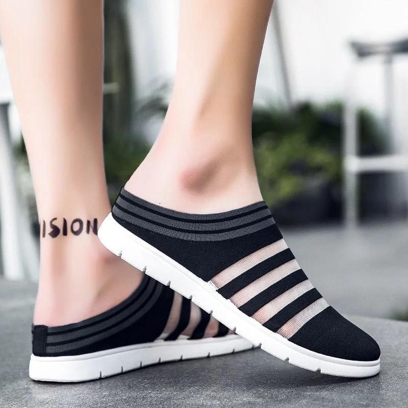 Men Summer Sandals Mesh Shoes Beach Mens Walking Sneakers Half Slippers Clogs Men's Zuecos Sandalias Zapatos Hombre Size 39-44