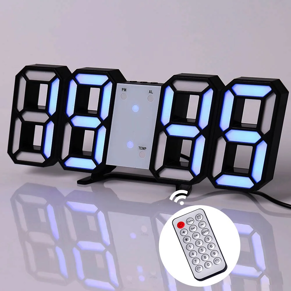 LED Digital Wall Clock Alarm Clock Wall Hanging Table Desk Electronic Digital Clock With 3 Levels Brightness Home Decor