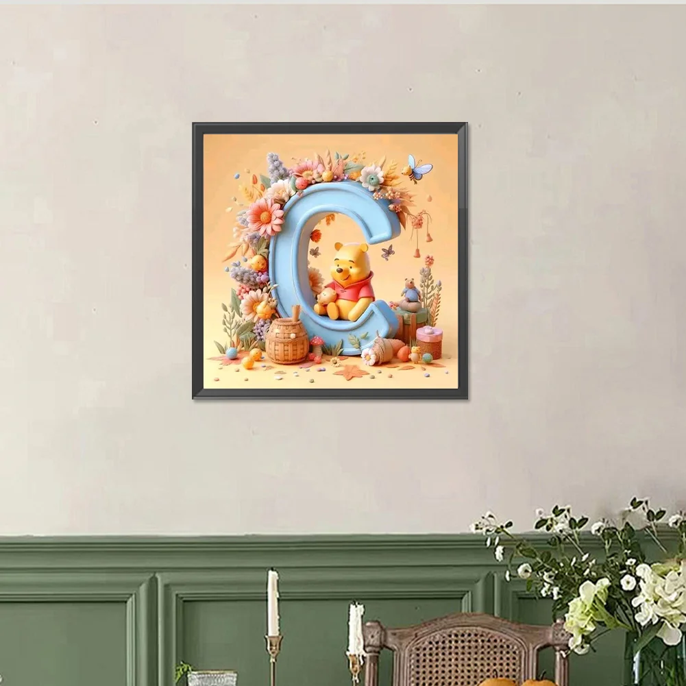 Full Round Diamond Painting 40*40cm - Yellow Rose Butterfly Winnie The Pooh Letters