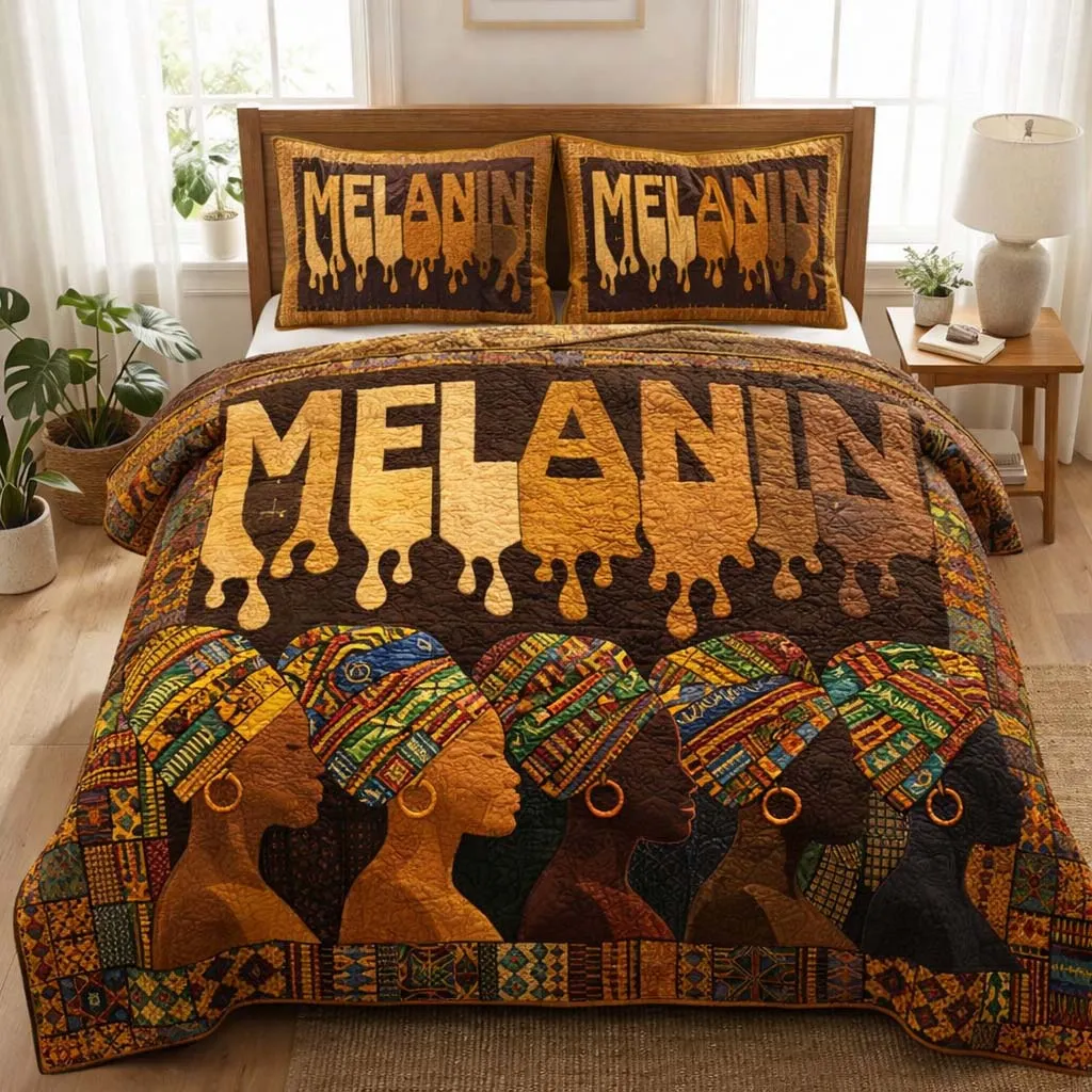 Melanin Queens 3-Piece Quilted Bedding Set GFTOTG3593