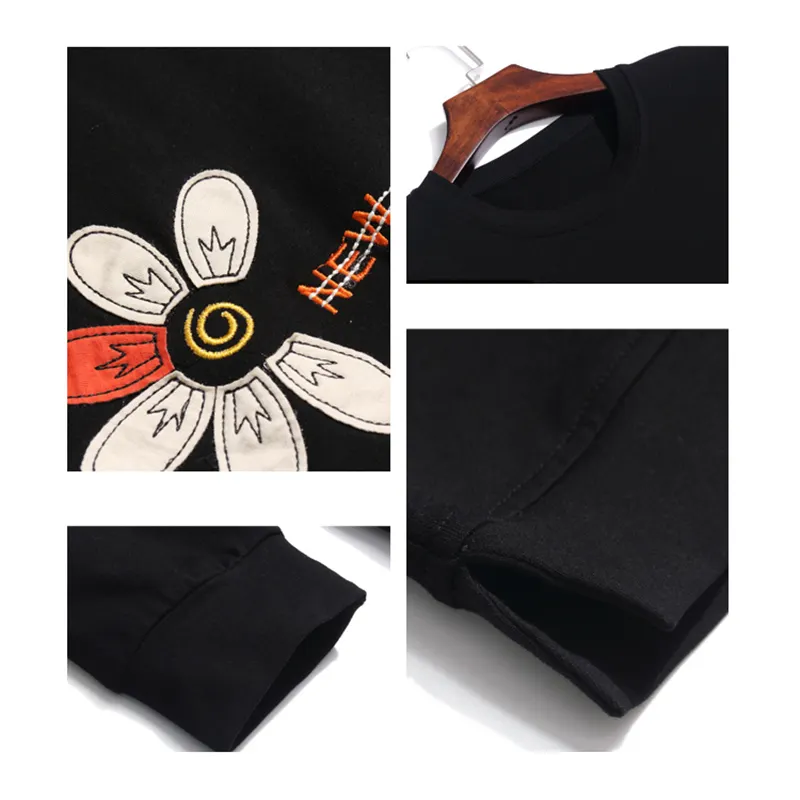 Floral Letter Embroidery Long Sleeve Shirt Women Spring Autumn T-Shirts Loose Clothes