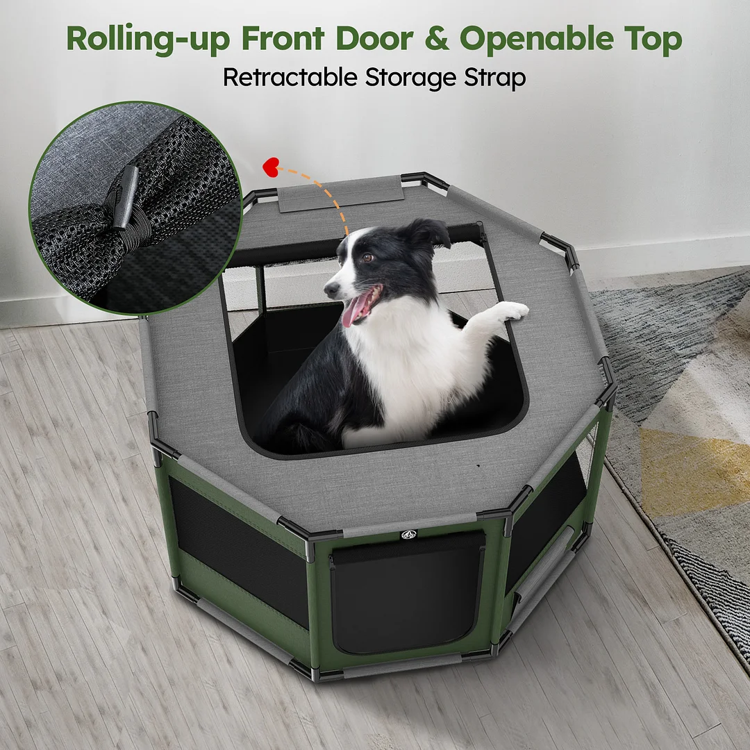 BEBANG Dog Playpen Indoor/Outdoor, Stable PVC & Oxford Fabric, Breathable Mesh, Puppy Playpens Pet Exercise for Small/Large Dogs, Cats, Rabbits, Hamsters (S)