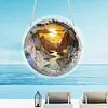 (18.5cm)DIY Acrylic Jigsaw Puzzle Window Hanging with Hanging Chain DIY Stained Glass Decoration Round Window Puzzle Decor for DIY Craft Project (Sunrise)