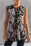 Plus Size Paisley Print Button Up Tank Top