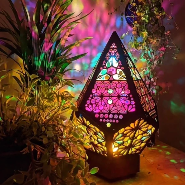 Colored Polar Star Hollow Out Decorative Projection Lamp