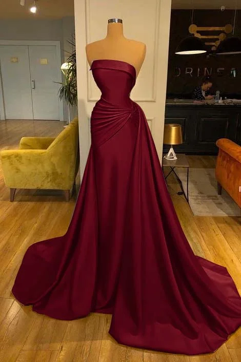 Elegant Strapless Baby Blue Mermaid Evening Dress Long With Ruffle PD0616