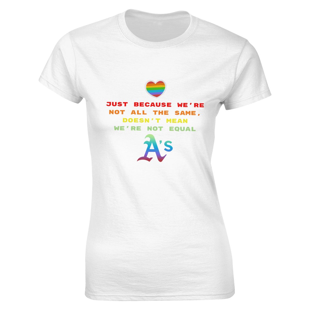 Oakland Athletics Rainbow Awareness Raising Women's Soft Cotton T-Shirt