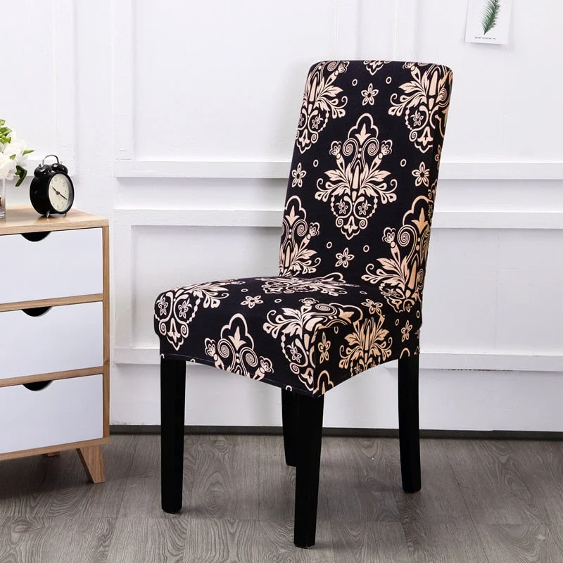 1PCs Spandex Elastic Printing Dining Chair Slipcover Removable Anti-dirty Kitchen Seat Case Stretch Chair Cover for Banquet