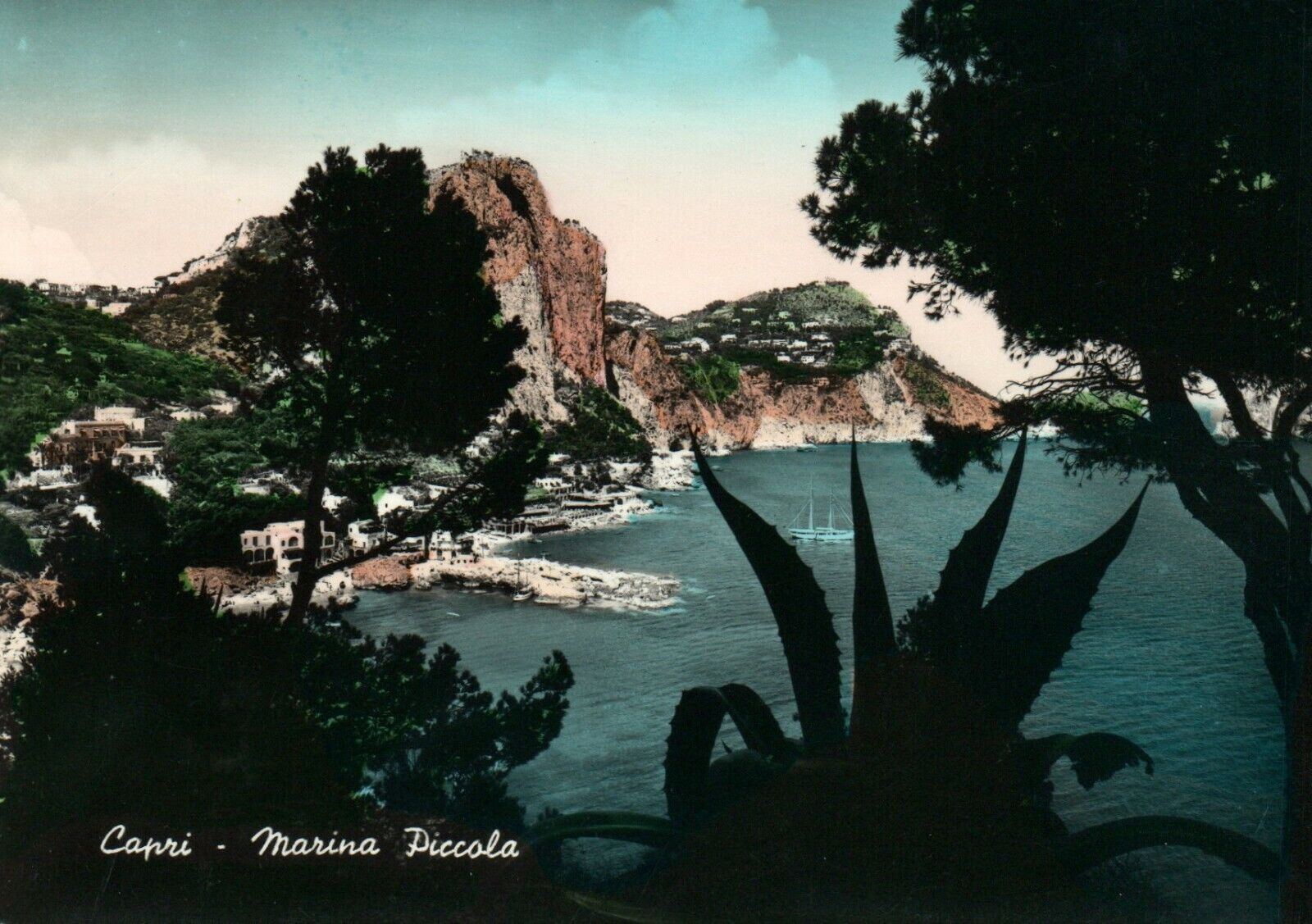 Marina Piccola Capri Italy Real Photo Poster painting RPPC Postcard 4 x 5.75