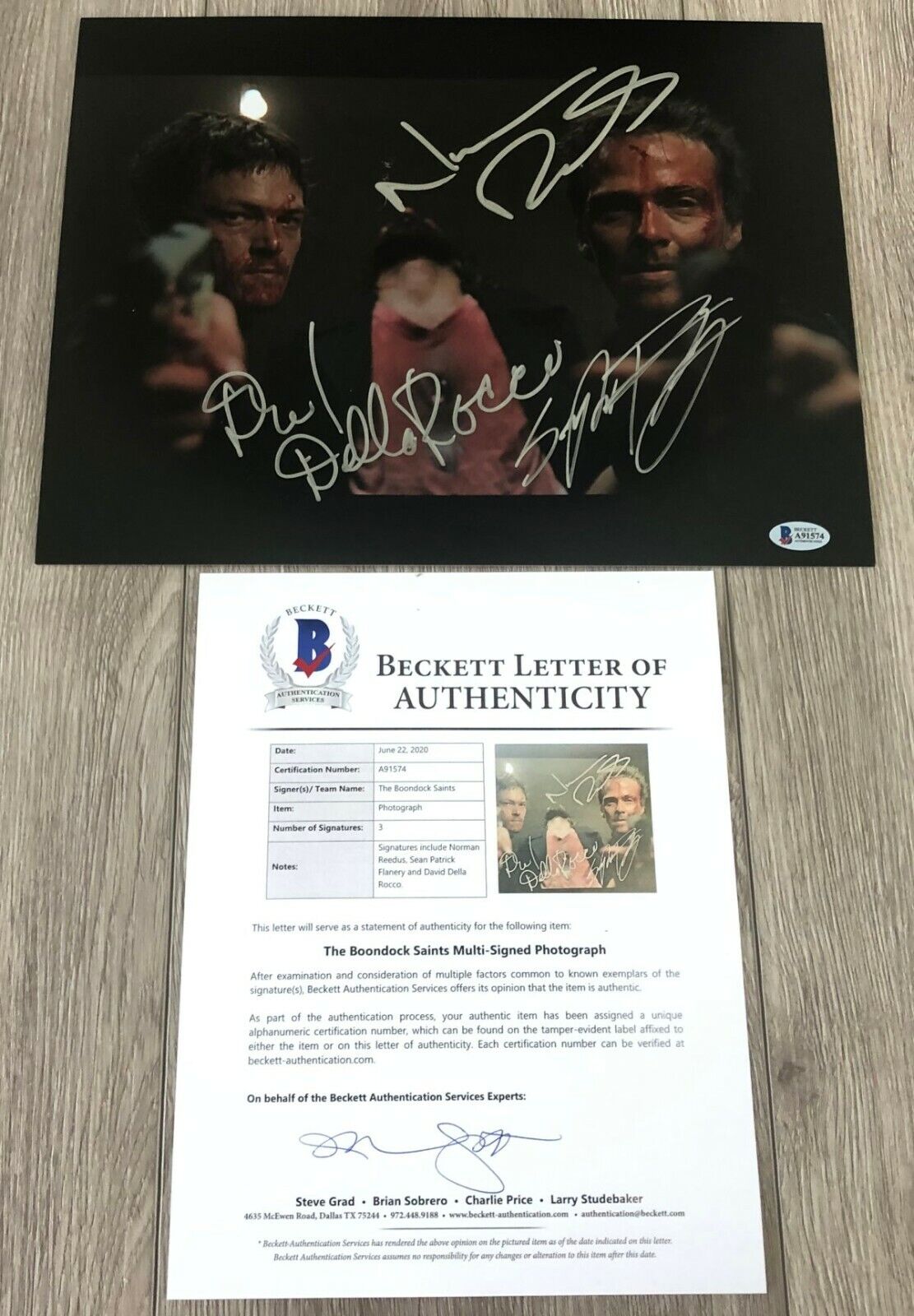 BOONDOCK SAINTS NORMAN REEDUS FLANERY +1 SIGNED 11x14 Photo Poster painting w/ BECKETT BAS LOA