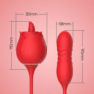 Rose Tongue Licking Vibrator with Thrusting Dildo&Female sex toys