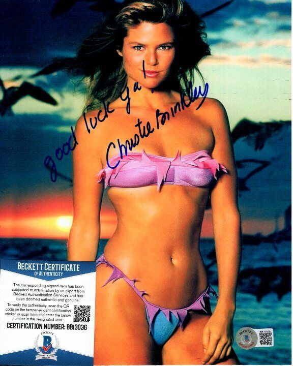 CHRISTIE BRINKLEY signed SEXY BIKINI 8x10 Photo Poster painting Beckett BAS