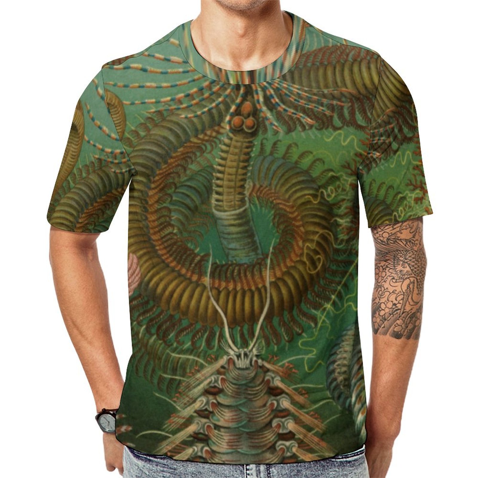 Vintage Worms Annelids Chaetopoda By Ernst Haeckel Short Sleeve Print Unisex Tshirt Summer Casual Tees for Men and Women Coolcoshirts