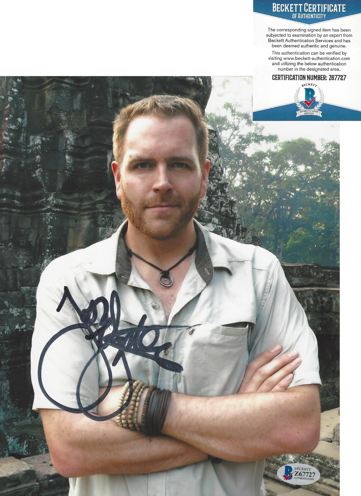 JOSH GATES - EXPEDITION UNKNOWN GHOST HUNTERS SIGNED 8x10 Photo Poster painting BECKETT COA BAS