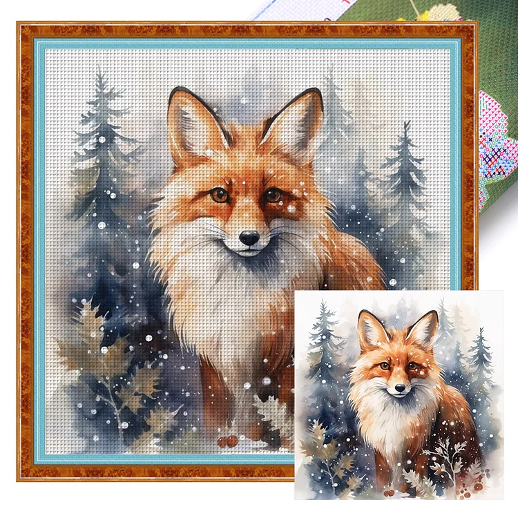 【Huacan Brand】Fox In Winter 11CT Stamped Cross Stitch 50*50CM