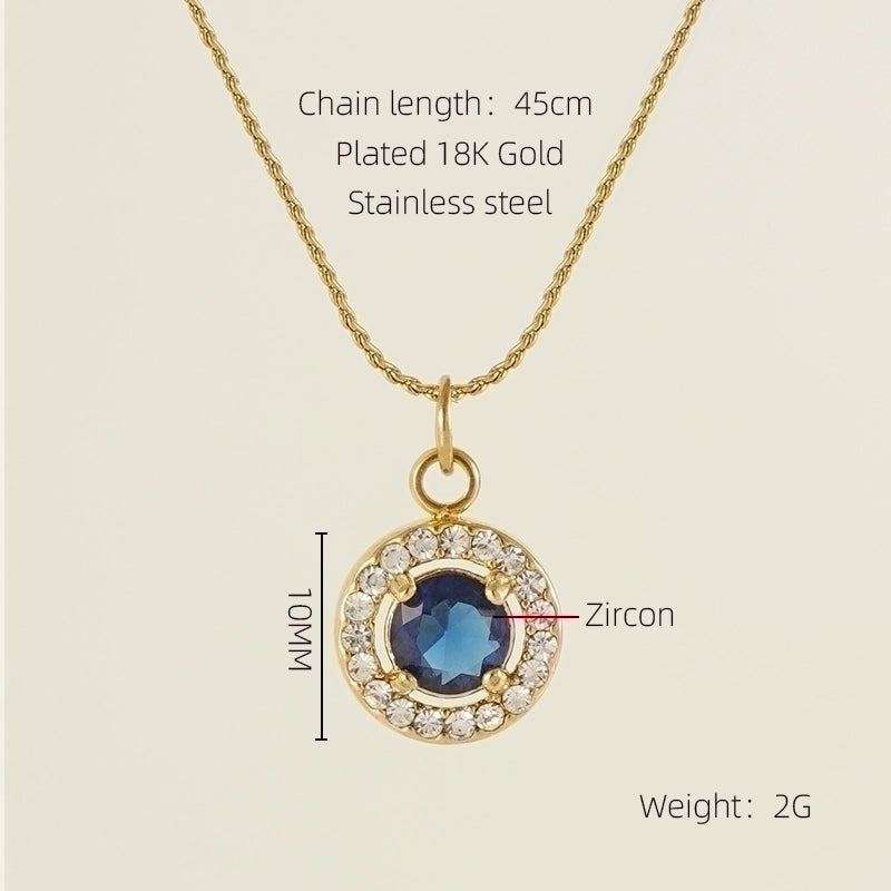 Stainless Steel 18K Gold Plated Glam Shiny Plating Inlay Sun Water Droplets Heart Shape Zircon Pendant Necklace