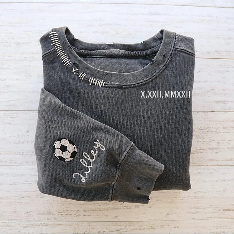 VINTAGE CUSTOM CREW-Custom Embroidered Hand Distressed Roman Numeral Sweatshirt