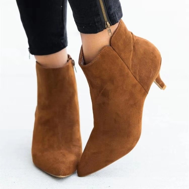 Women's Solid Color Stiletto Heel Ankle Boots
