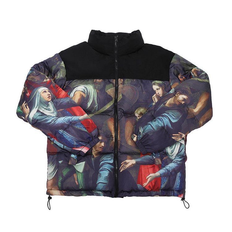Figure Color Matching Men's plus Size Retro Sports Casual Long Sleeve Loose Padded Coat Men Cotton Padded Jackets