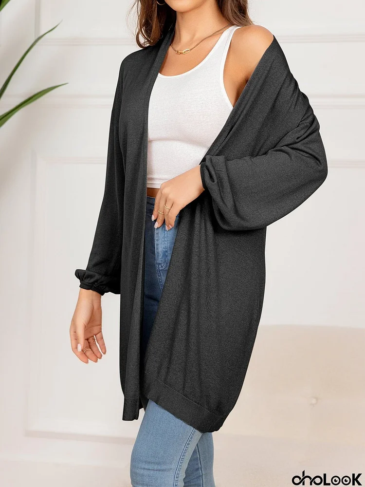 Dropped Shoulder Open Front Longline Cardigan