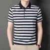Stylish casual lapel striped polo shirt