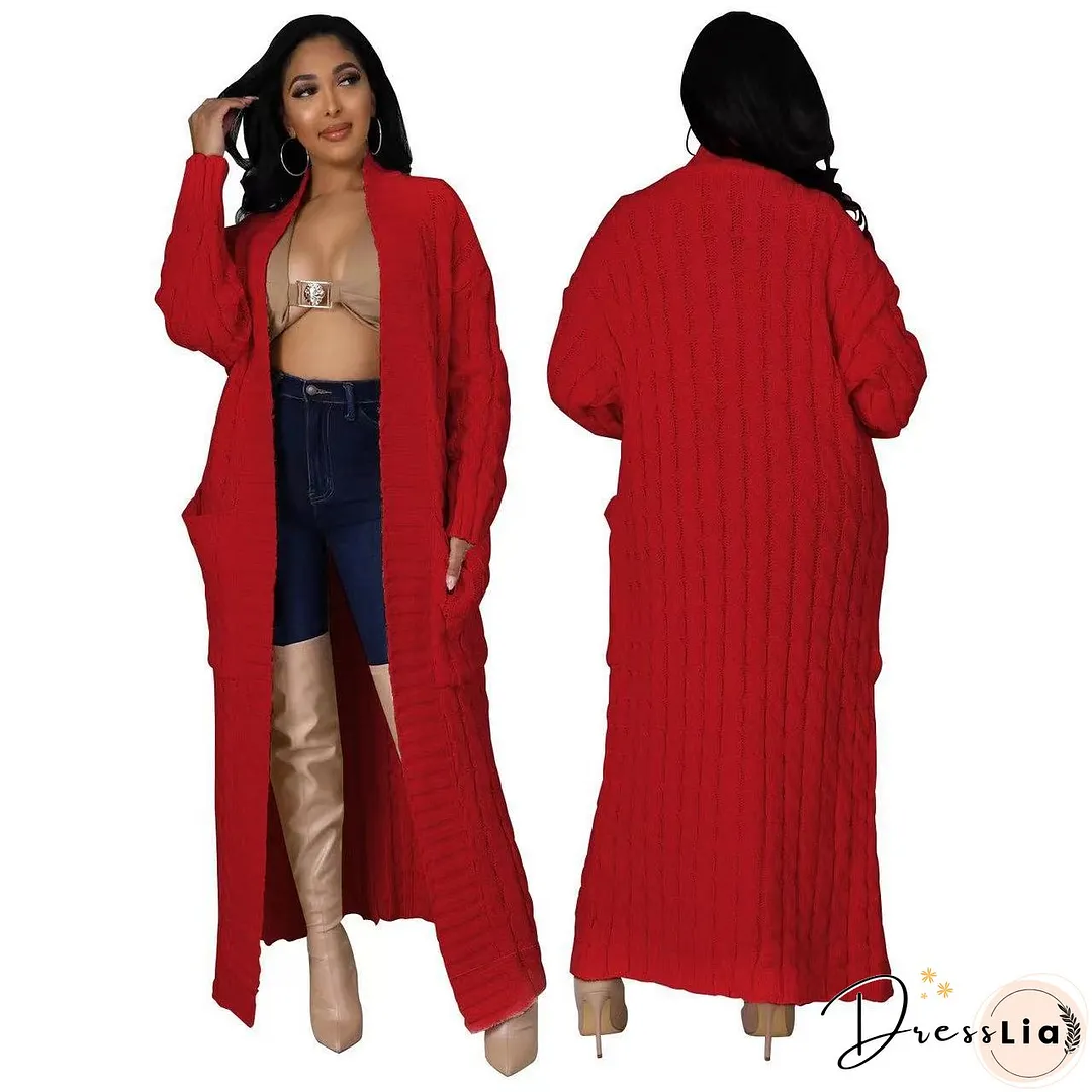 Women's Fashion Casual Long-sleeved Long Solid Color Sweaters