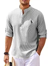 Comfortable textured Henley collar shirt