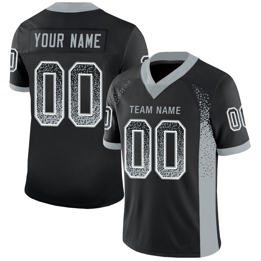 Custom Black Silver-White Mesh Drift Fashion Football Jersey | captainssportss.com