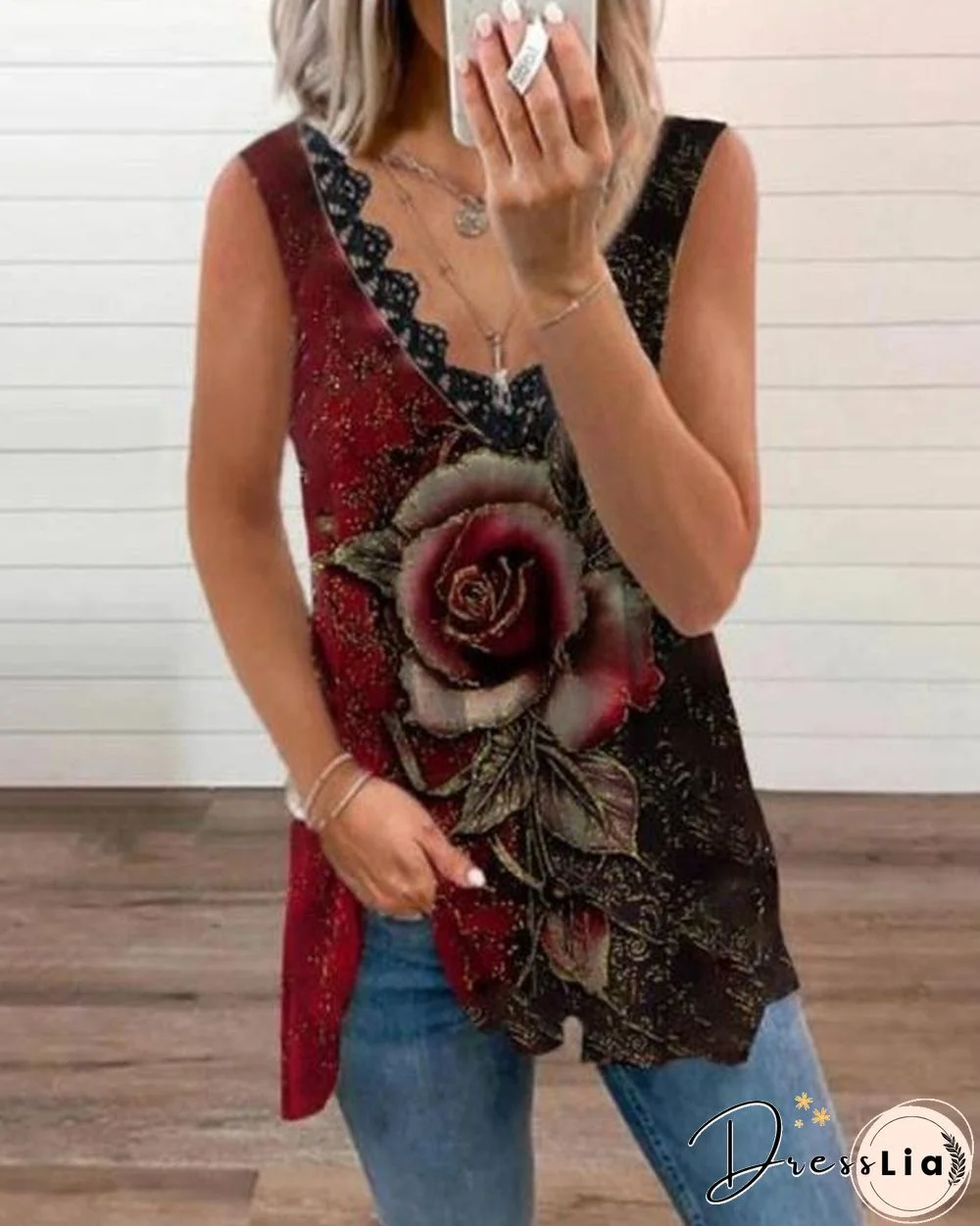 Retro Casual Print Loose Vest Designer