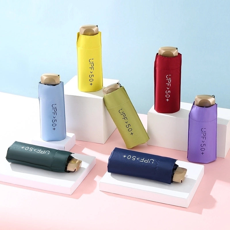 6-bone Flat Five-fold Umbrella Uv Uv-proof Sun Umbrella Mini Folding Pocket Umbrella Gift Advertising Umbrella Printed Logo