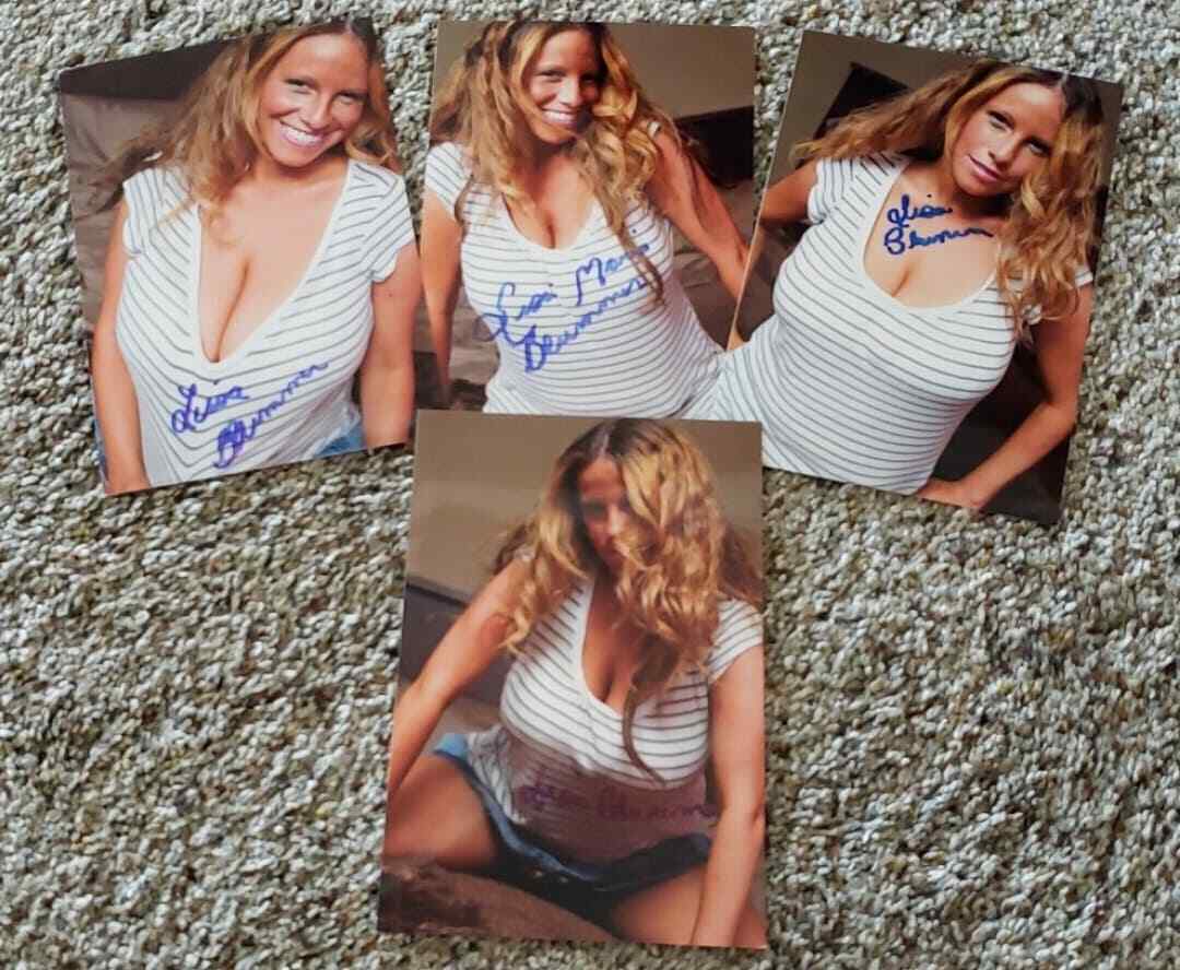 Lot of 4 Busty Sexy Lisa Marie Blummer Model Signed Autographed Photo Poster painting Picture