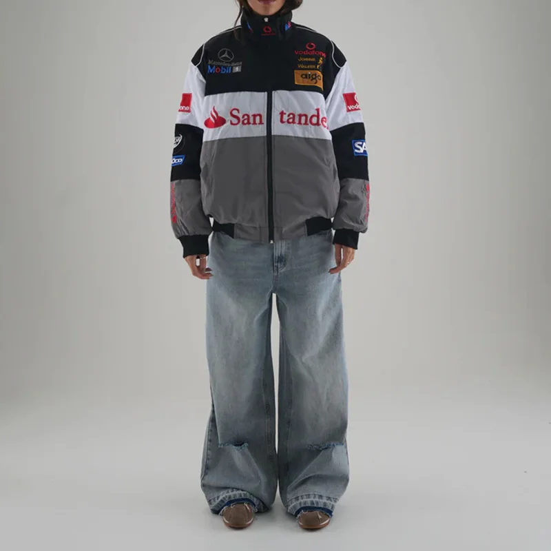 Unisex Racing Style Street Fashion Loose Racing Casual Print Jacket