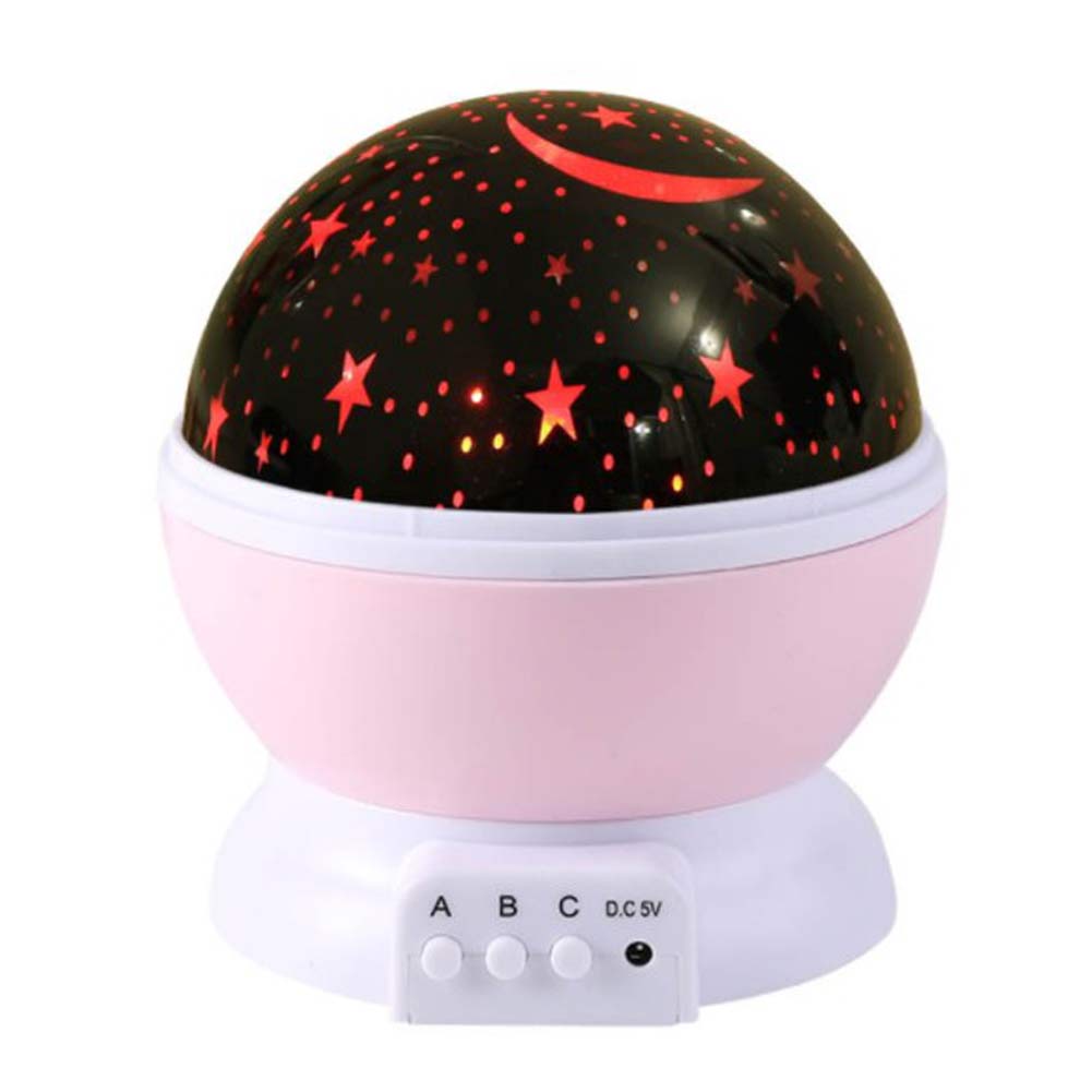 

LED Round Atmosphere Starry Sky Lights Rotating Stars Moon Projector (Pink), 501 Original