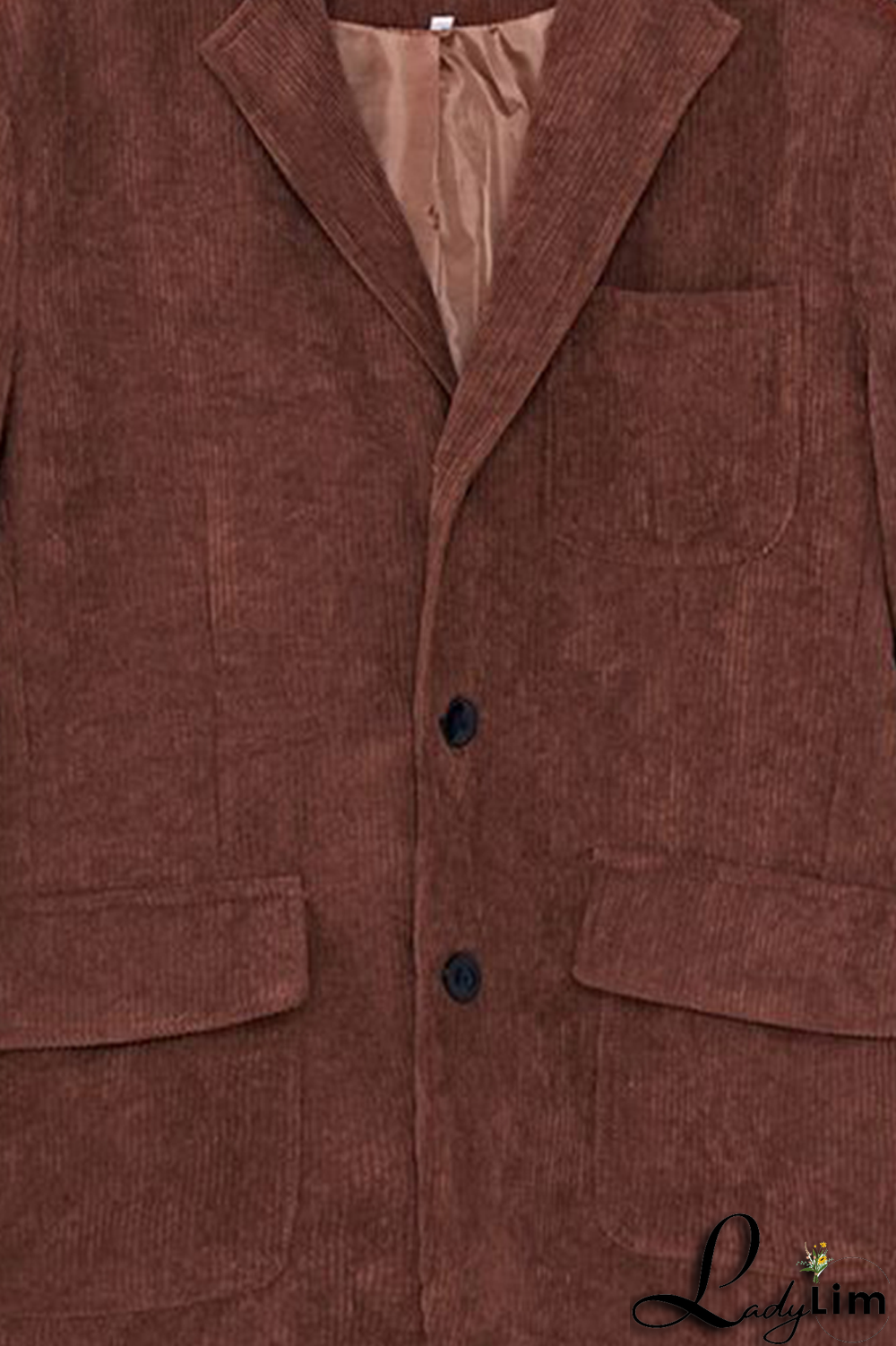 Black Casual Vintage Solid Pocket Buckle Turn-back Collar Outerwear