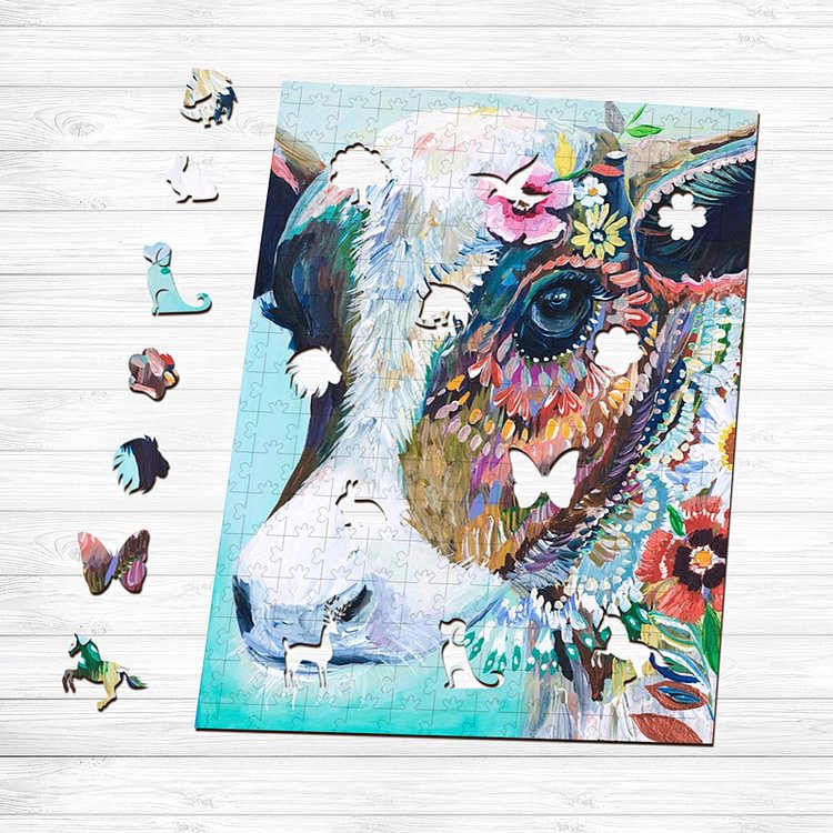 Sunnypuzzle™-Watercolor cow Jigsaw Puzzle