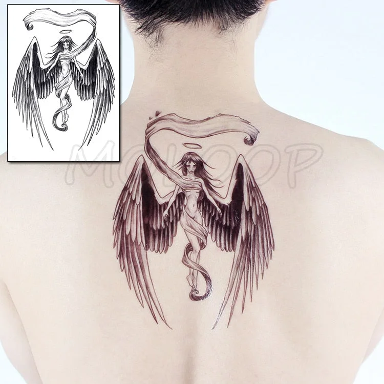 Temporary Tattoo Stickers Rudder Anchor Ocean Waves Fake Tatto Waterproof Tatoo Back Leg Arm Belly Big Size for Women Men Girl