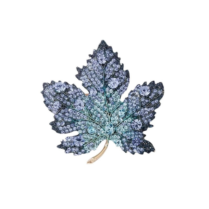 Vintage Style Pin Leaf Alloy Plating Inlay Rhinestones Women’s Brooches