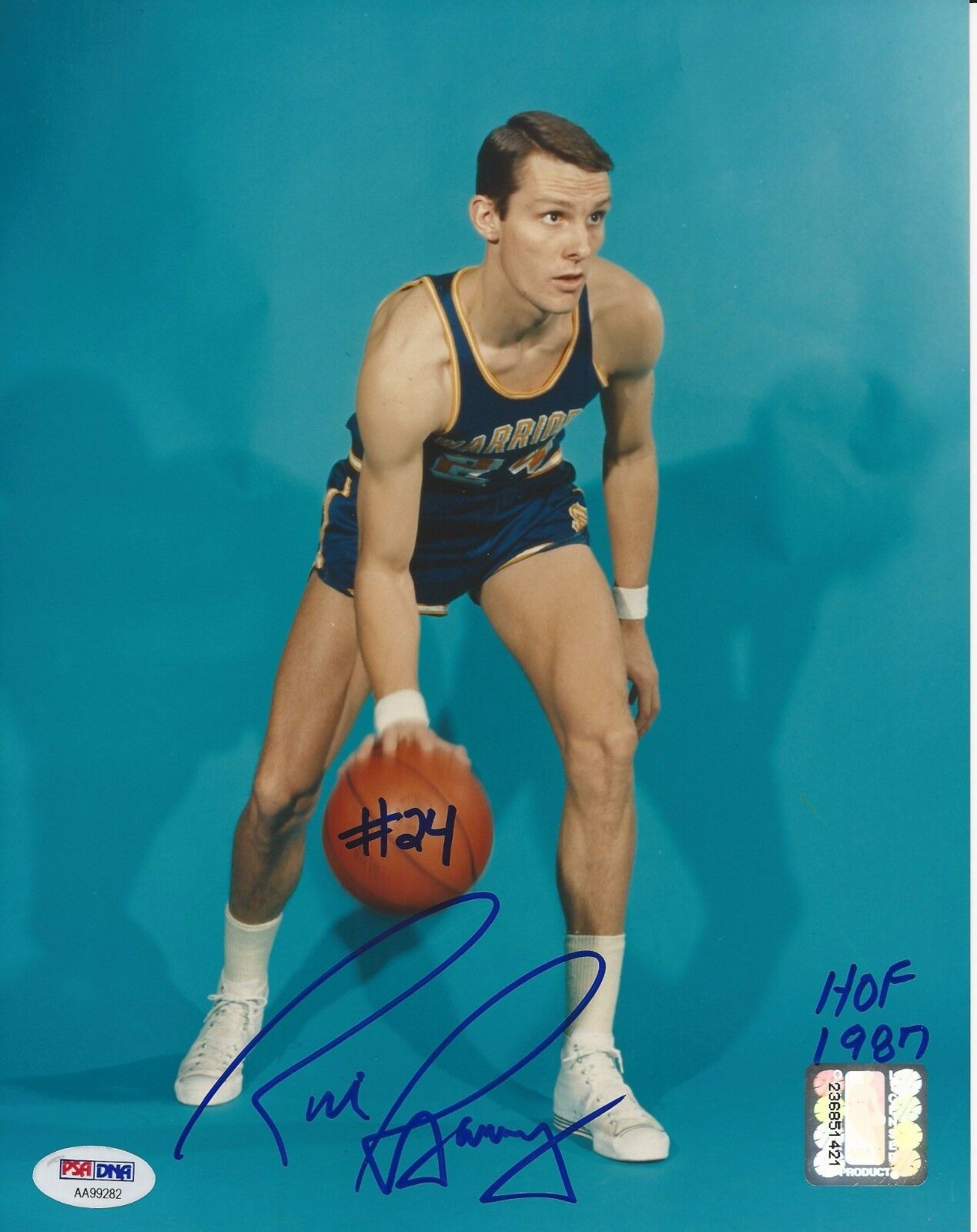 RICK BARRY Signed Golden St. WARRIORS 8x10 Photo Poster painting w/ PSA COA & HOF Inscription