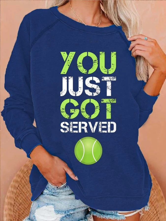 Women's You Just Got Served Tennis Print Sweatshirt