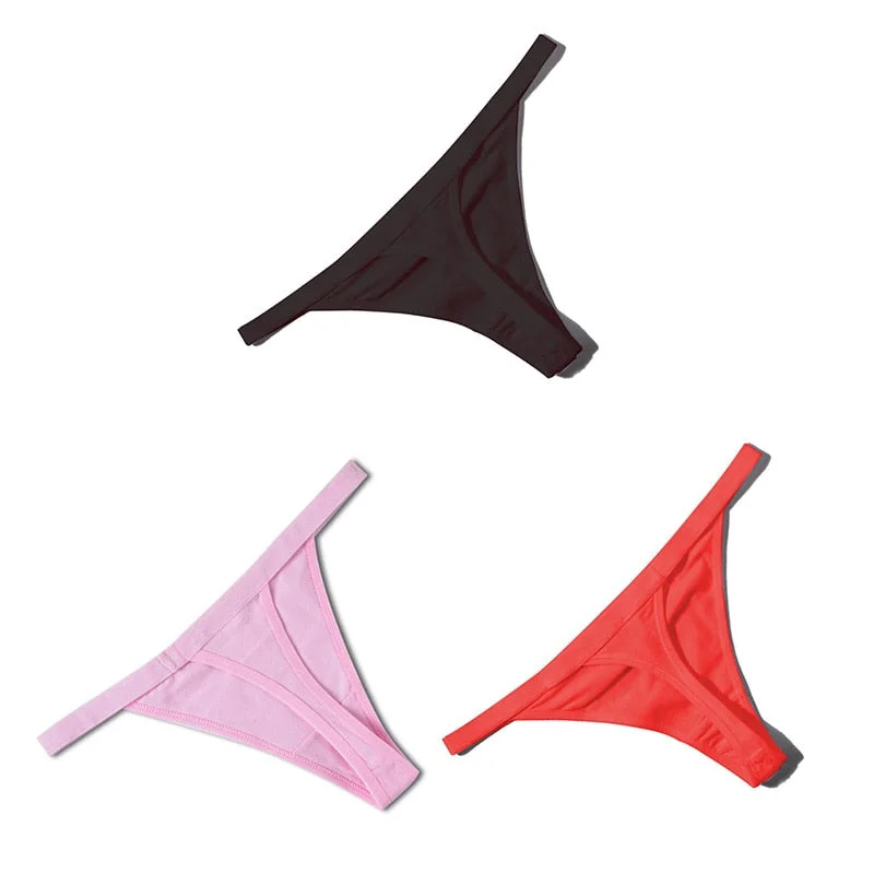 Sexy Women Cotton G String Thongs Low Waist Seamless Female Underpants Comfortable Ladies Underwear Lingerie 3/4 Pcs