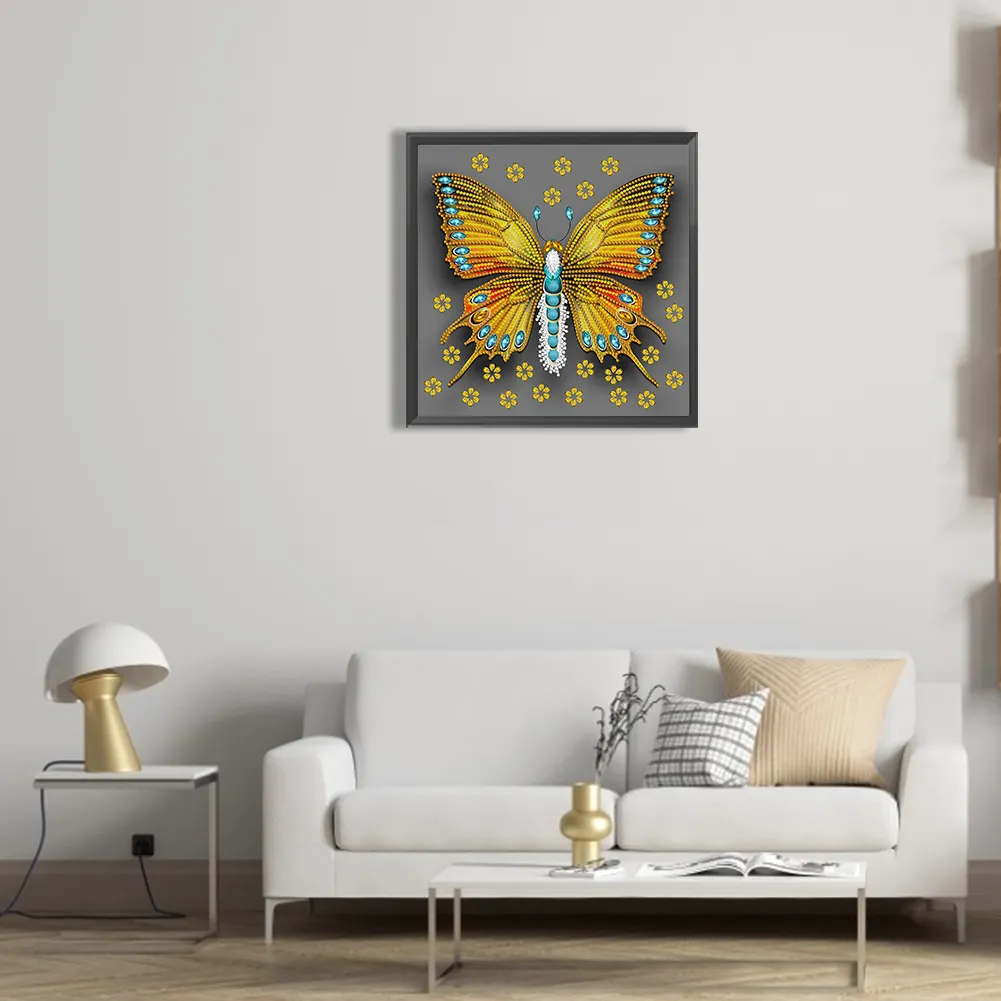 Diamond Painting - Partial Special Shaped Drill - Butterfly Dragonfly(Canvas|30*30cm)